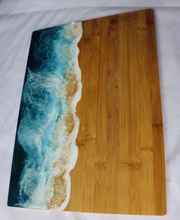 Bamboo Serving/Cutting Board with waves