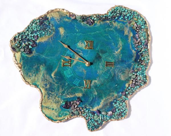 Resin Wall Clock with Gemstones